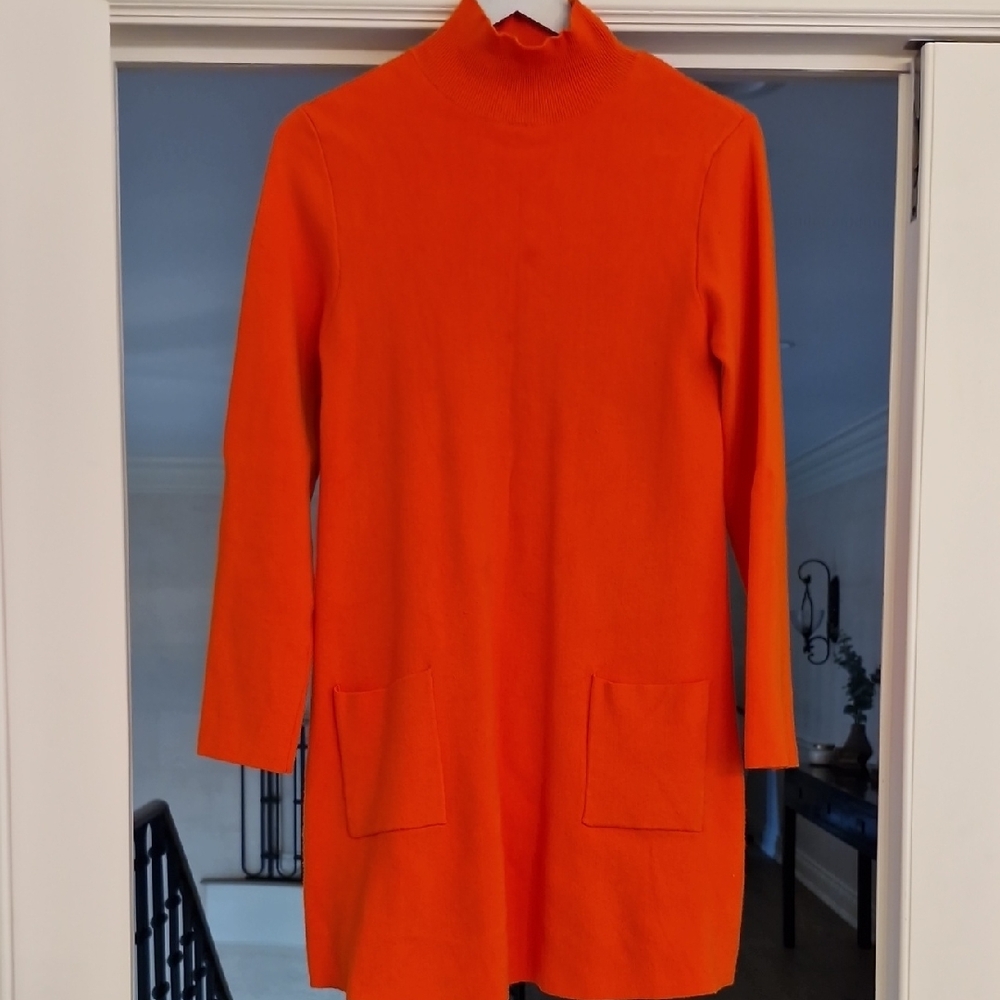 Zara Orange Long Sleeve Tunic Dress